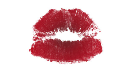 Vibrant Red Lipstick Kiss Mark on White