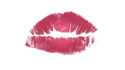 Vibrant Red Lipstick Kiss Mark on White