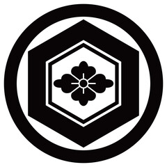 家紋です。丸に亀甲に花菱といいます。