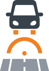 Car icon with speedometer isolated on transparent background