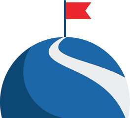 Mountain with flag icon isolated on transparent background