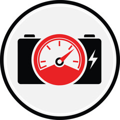 Camera speedometer icon isolated on transparent background