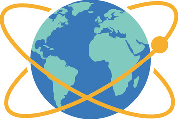 Globe with atomic structure, isolated on transparent background