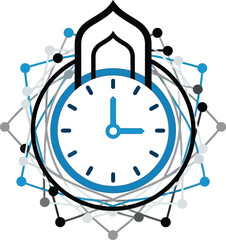 Clock with mosque icon isolated on transparent background