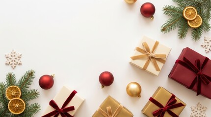 Joyful holiday gift preparation cozy home festive decorations winter wonderland aesthetic view christmas spirit