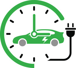 Electric car charging icon isolated on transparent background