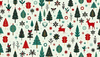 Colorful Holiday Pattern Background with Festive Decorative Elements