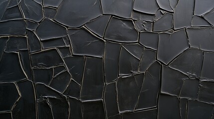 Dark Irregular Stone Tile Texture with Subtle Grout Lines and Mosaic Pattern