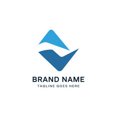 Naklejka premium Abstract blue logo design with brand name and tagline elements