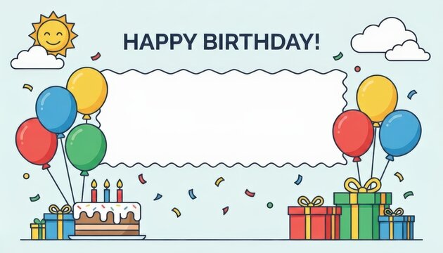 Festive birthday celebration home digital greeting card joyful environment eye-level view birthday wishes and happiness for all ages