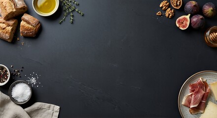 Minimal Dark Food Background with Large Copy Space
