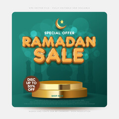 Ramadan sale banner template design with some decorations