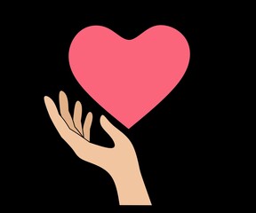 One hand holding heart icon vector,hand holding love icon design illustration,hand holding heart stock vector,hand holding love design image 