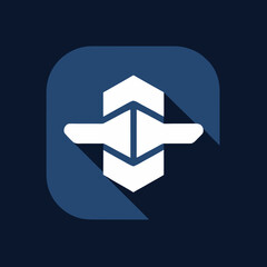 Abstract geometric shape on blue background