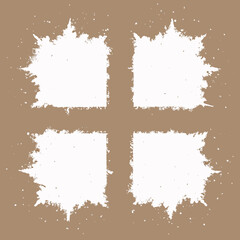White square brush strokes on beige background