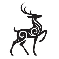 Abstract swirling deer silhouette is perfect for modern expressive graphic designs.