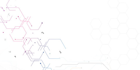 Obraz premium Abstract white background with colorful hexagon pattern.