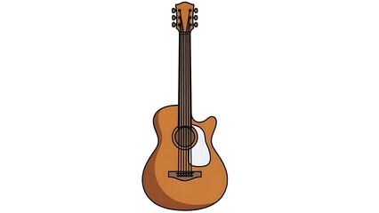 Simple Line Art Acoustic Musical Instrument Detailed Guitar Illustration