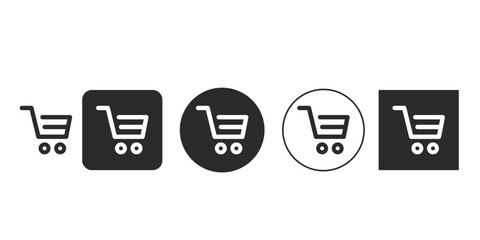 Vector set of shopping cart icons for e-commerce websites  Black and white digital retail basket symbols for checkout buttons  UI/UX vector icons for web design and mobile apps Minimalist glyph style  © Mahmuda