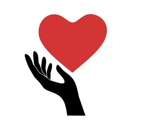 Heart in hand icon vector,heart in hand stock vector, heart in hand illustration, heart in hand design image 