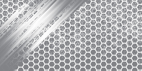 modern grunge hexagon pattern with distortion for creative editable background.