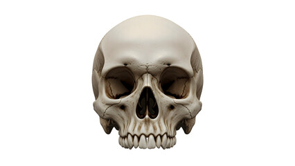 Obraz premium Human skull viewed from the front against a white background