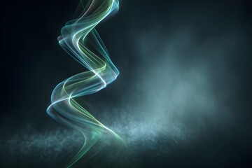 Aurora like light trail wave layered green blue ribbons twisting abstract motion design