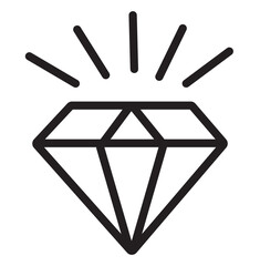Sparkling diamond icon symbol clean line art. Vector illustration.