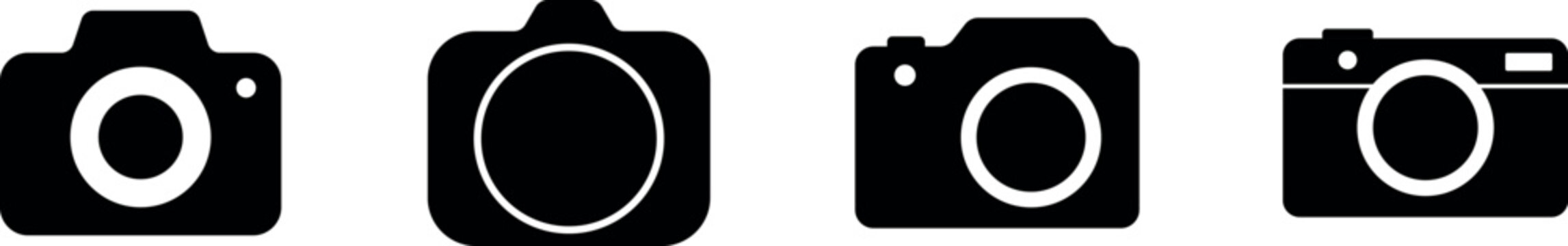 Camera icon set. Photo camera in flat style. Vector
