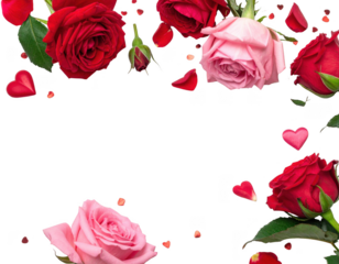 copy space background lying on white surface for valentines day, isolated on white and transparent.