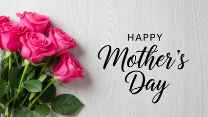 Happy mother's day greeting with pink roses