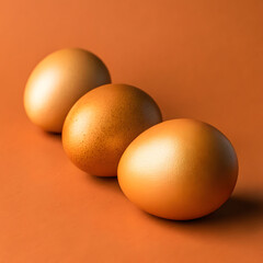 golden brown eggs on an orange dark background