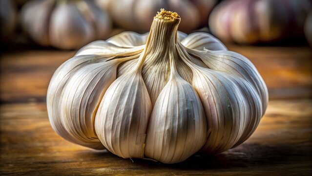 garlic bulb whole close up with copy space
