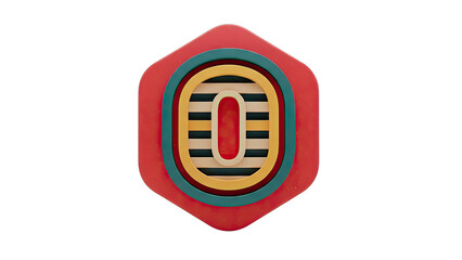 3D Rendered Number 0 with Layers and Colors