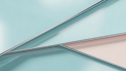 Modern abstract geometric background with teal and soft pink glass layers and subtle shadows
