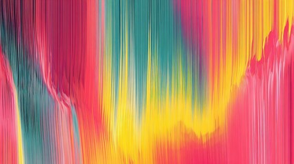 Abstract flowing pixel art with vibrant pink, yellow, and teal color streaks and