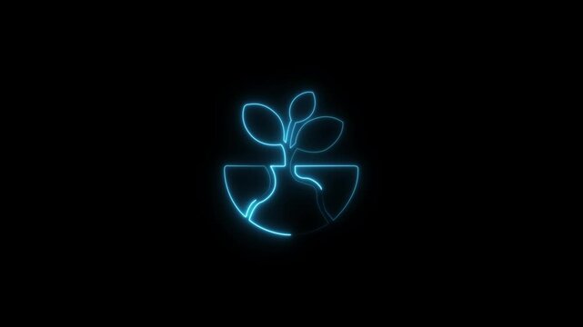 neon line plant growth icon animation representing sustainability eco friendly technology and environmental progress