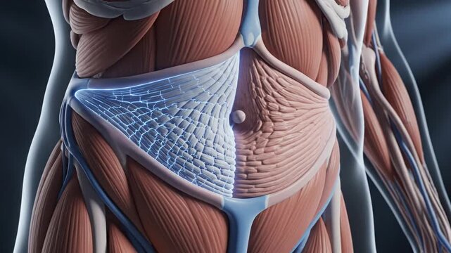 3D Animation of Human Transversalis Fascia and Abdominal Muscles
