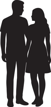 Adobe IlSilhouette of a loving couple standing close together, looking at each other with affectionlustrator Artwork
