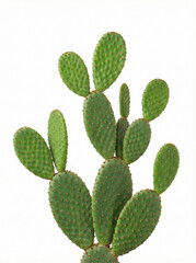 Minimal opuntia cactus plant isolated on white background with copy space for eco branding organic products and modern botanical design