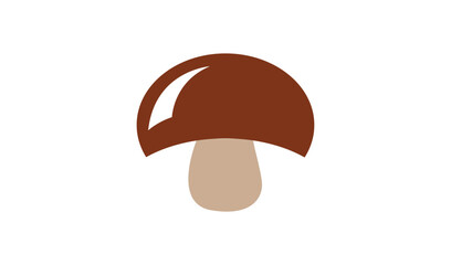 Flat Vector Illustration of a Brown Cap Forest Mushroom Isolated on a Plain White Background