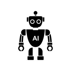 Fototapeta premium Smart Robot AI Icon Minimal Design.