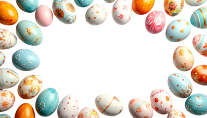 Easter eggs frame isolated on transparent background