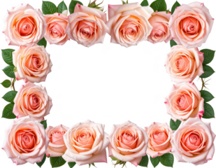 Minimal rose frame with copy space, isolated on white and transparent.