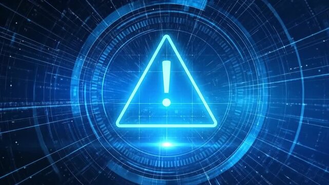 Digital Warning Alert - Futuristic Technology and Cybersecurity Concept.