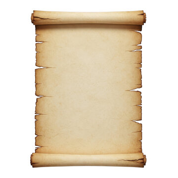 Old vintage aged scroll parchment paper texture background banner template isolated on transparent background