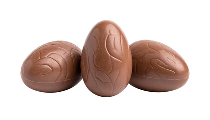 Chocolate eggs, isolated on transparent background, Easter theme