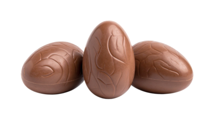 Chocolate eggs, isolated on transparent background, Easter theme
