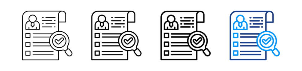 Resume Check Icon Different Style Outline Collection Set.