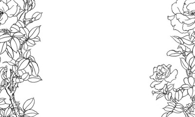 Motif floral noir sur fond transparent.